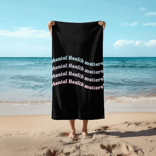 Mental Health Matters | Wavy Retro French Gray Beach Towels
