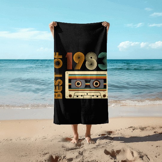 Born In 1983 Best Of 1983 Cassette Tape Beach Towels