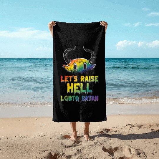 Funny Hail Gay Satan Lgbt Goth Gay Pride Baphomet Beach Towels