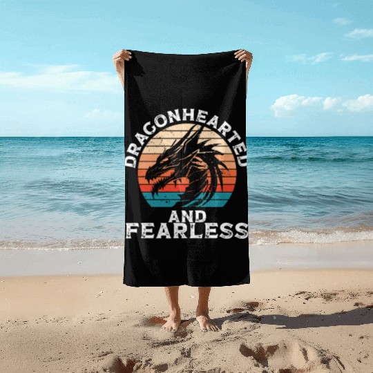 Dragonhearted and fearless Beach Towels