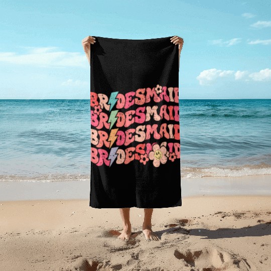 Groovy Bridesmaid Wedding Bride Bachelorette Party Beach Towels