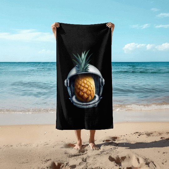 Pineapple astronaut Beach Towels