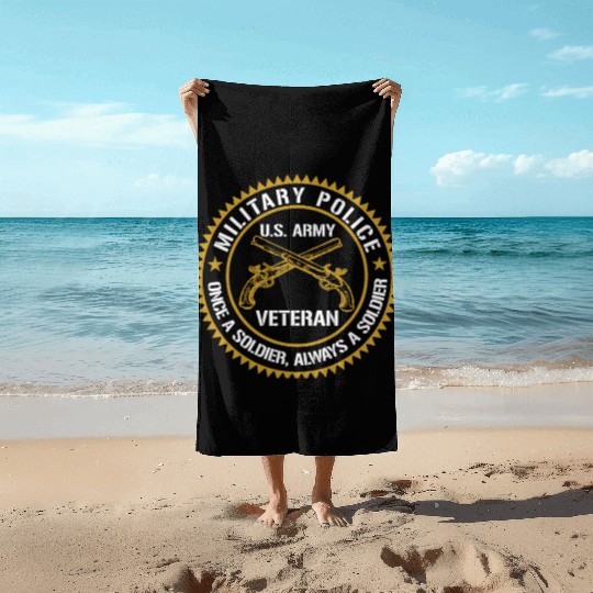 Military Police US Army Veteran Once A Soldier Alw Beach Towels