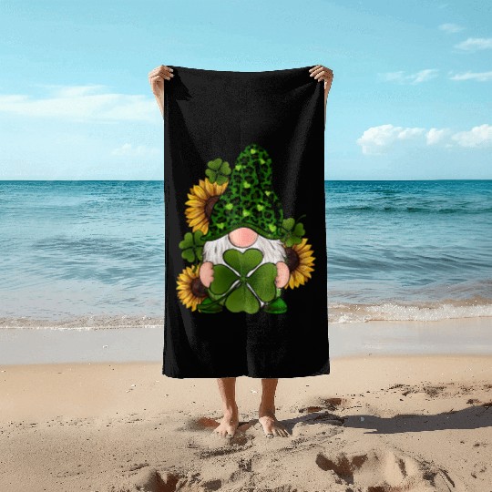 Leopard Love Gnomes Shamrock Irish Lucky St Beach Towels