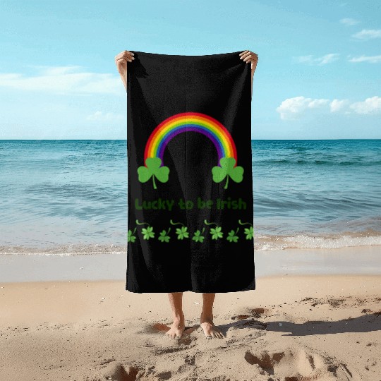 Lucky to be Irish green Beach Towels