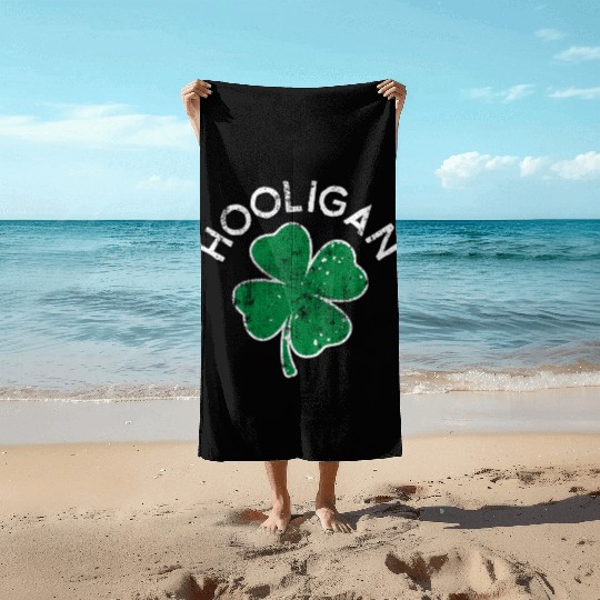 Hooligan Squad Lucky C St Patrick'S Day Distress Beach Towels