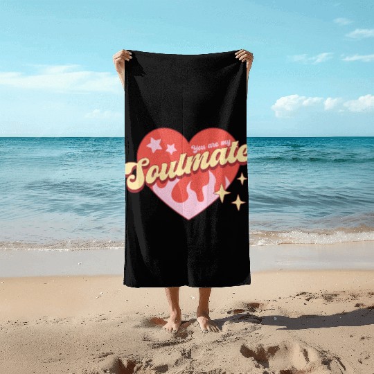 Soulmate heart valentine sublimation trending Beach Towels