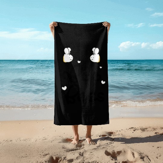 boo bees green Beach Towels