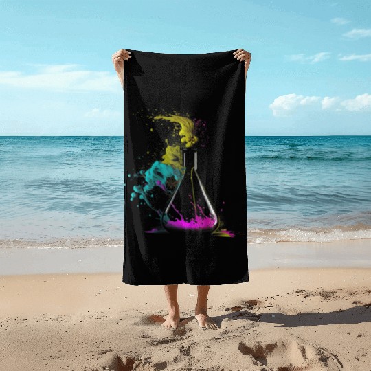 Chemist splash art tube retro chemistry laboratory Beach Towels