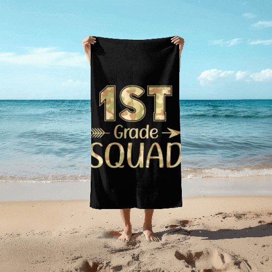 1st Grade Squad Teacher & Student Camo Back To Beach Towels