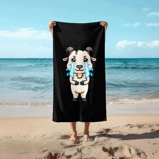 Goat Sad Crying Emoticon Beach Towels