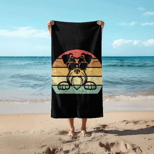 Schnauzer Black Sunglasses Pawsome Dog Beach Towels