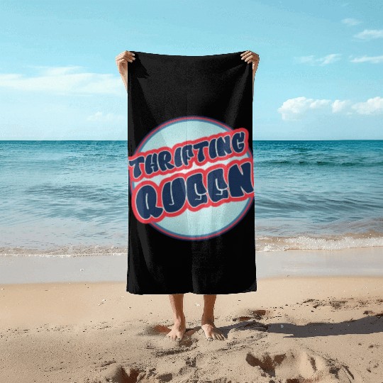 Thrifting Queen red blue Beach Towels