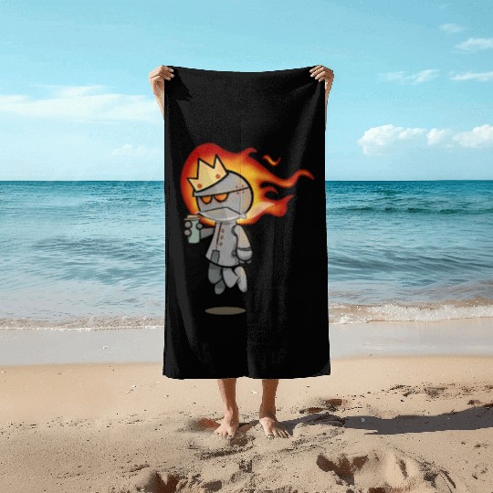 Cute Grumpy Robot King Beach Towels