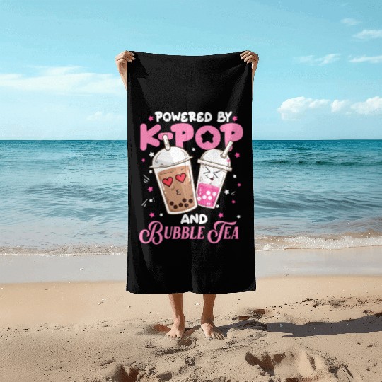 Boba Tea aii Anime Powered By Kpop And Bubble Beach Towels
