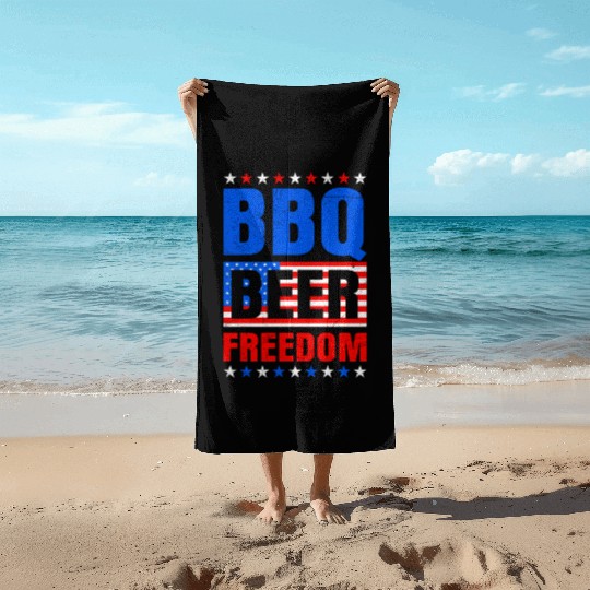BBQ Beer Freedom Independence Day USA Party Fan Beach Towels