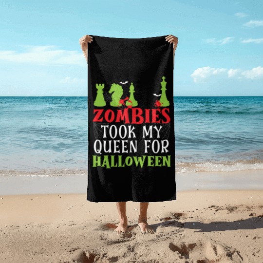 Chess Halloween Trick Or Treat Chess Board Game Beach Towels