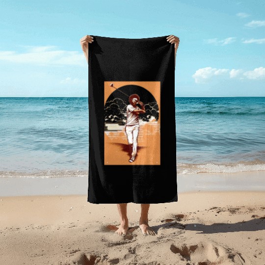 Golfer Afro Man Golf Player African American Beach Towels