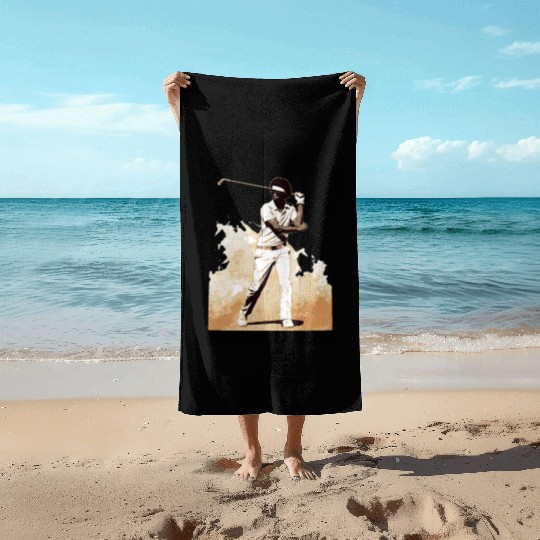 Golfer Afro Man Golf Player African American Beach Towels