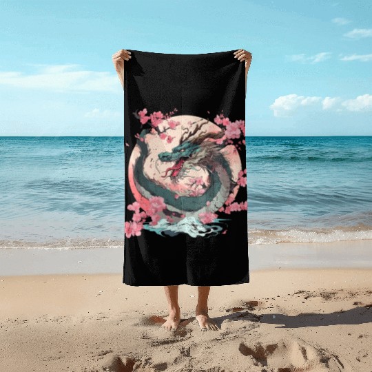 Japanese Dragon Cool Fantasy Chinese Asian Dragon Beach Towels