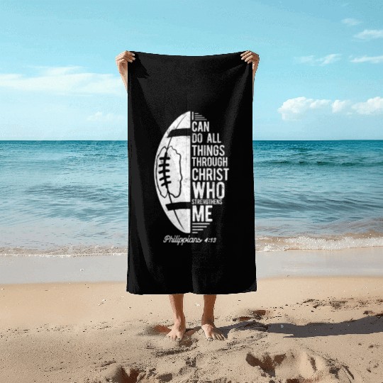Christian Football I Can Do All Things Philippians Beach Towels