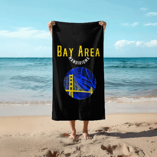 San Francisco Bay Area Bridge Polynesian Warrior T Beach Towels