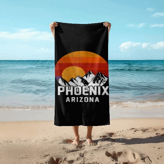 Phoenix Arizonna Mountain Sunset Beach Towels