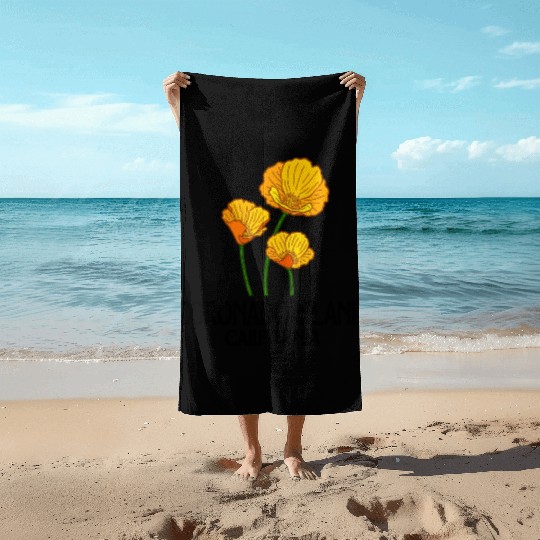 Coronado Island California Ca Poppy Flower State Beach Towels