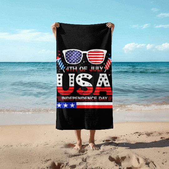 4th July USA Independence Day All American Pride Beach Towels
