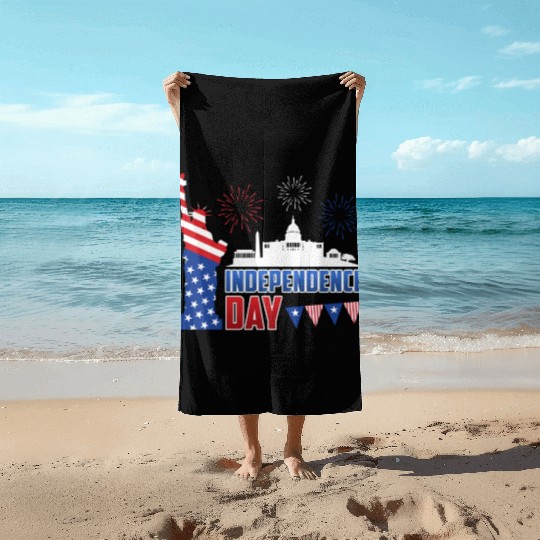 Independence Day Statue of Loverty America Party Beach Towels
