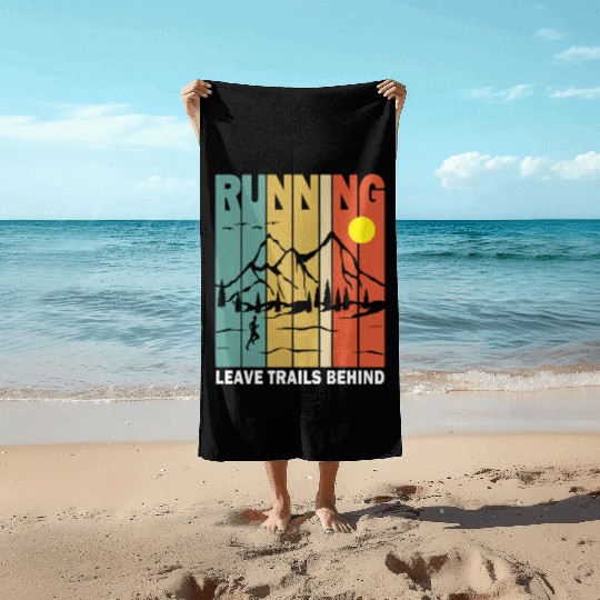 Retro Running Outdoors Funny Beach Towels