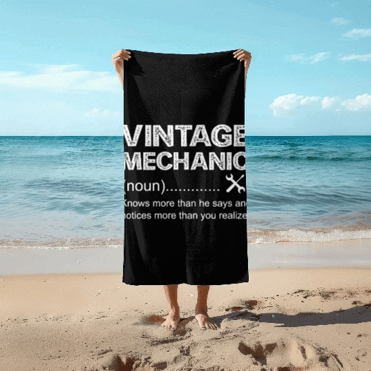 Vintage Mechanic Noun Beach Towels