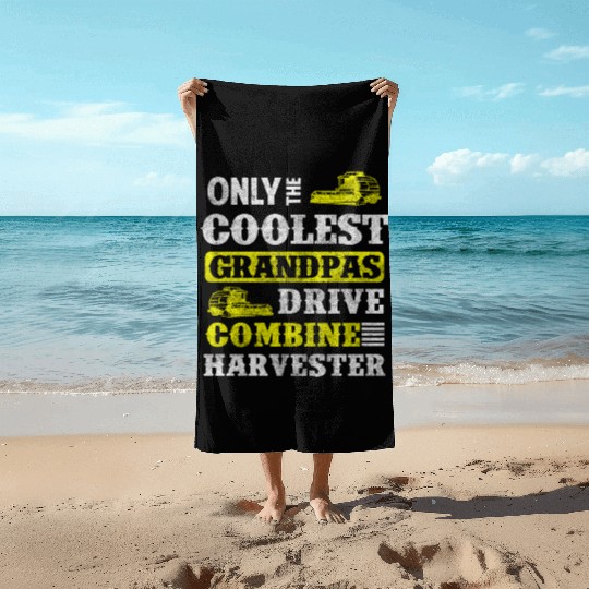 Harvest Field Worker Tractor Farmer Beach Towels