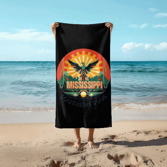 Mississippi vibes Beach Towels
