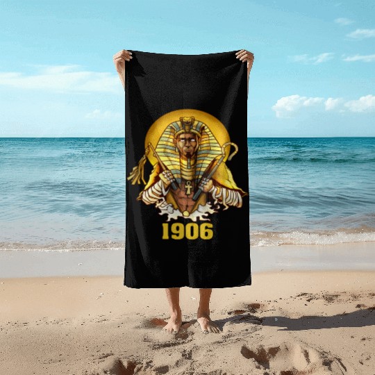 1906 Sphinx Alpha Ace Fraternity Pharoah Beach Towels