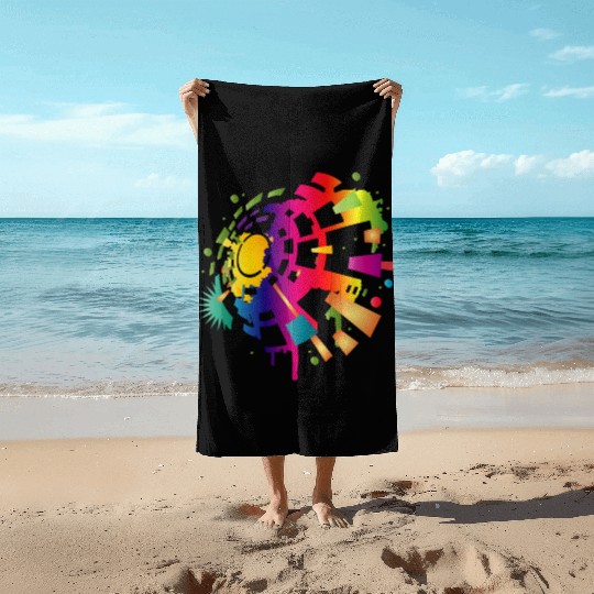 colorful sound symbol for festival season Beach Towels