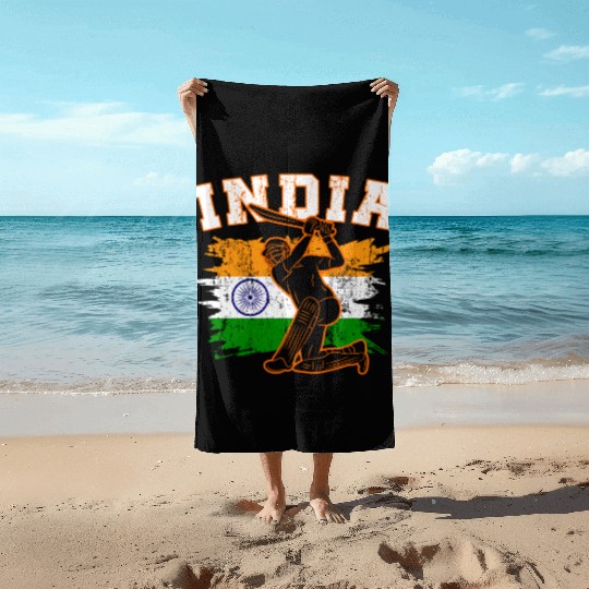 India Flag Indian Cricket Jersey Fans Player Coach Beach Towels