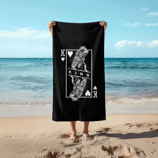 Iguana Lover King Of Hearts Funny Pet Reptile Pop Beach Towels