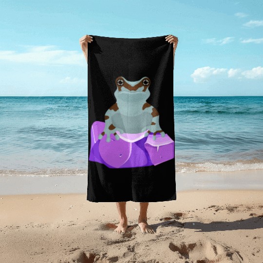 Frog Crystal Amethyst Gemstone For Toad Owners Beach Towels