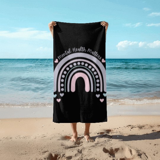 Mental Health Matters | Rainbow French Gray Beach Towels