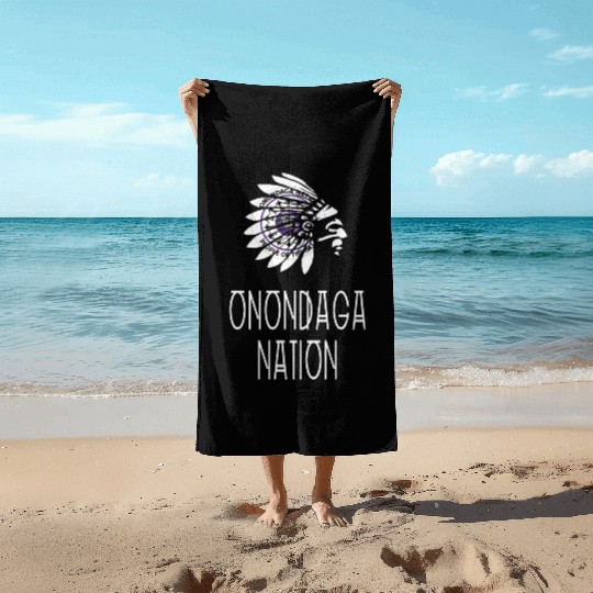 Onondaga Nation Indigenous Native American Headdre Beach Towels