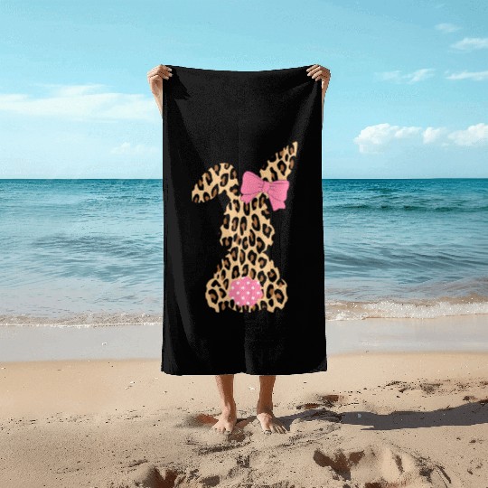 Easter Leopard Plaid Buffalo Rabbit Easter Day Beach Towels