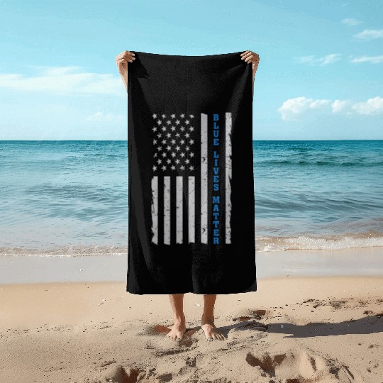 Blue Usa Flag Blueline America Flag States Flag Beach Towels