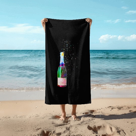 Champagne Bottle Sparks Beach Towels