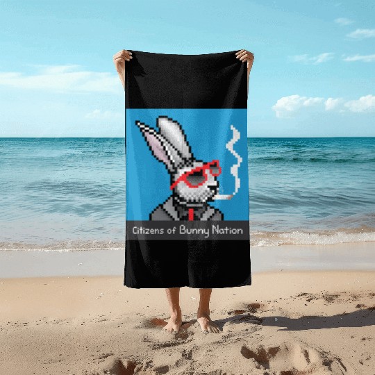 Citizens of Bunny Nation NFT #14 Artwork Beach Towels