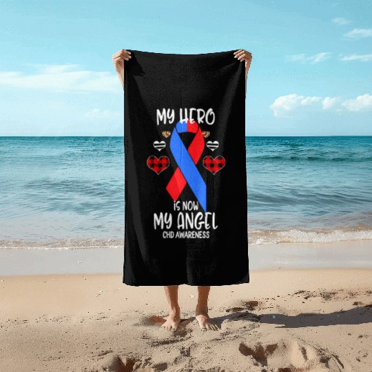 Chd Awareness Remembrance Hero Is Now My Angel Beach Towels