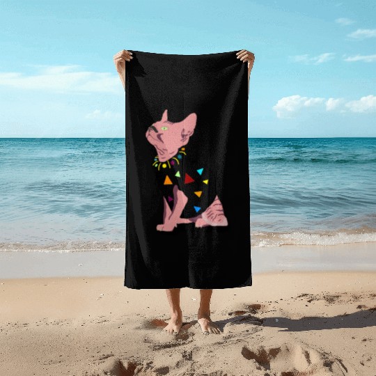 pink cute cat meowed funny meowdy cowboy for you Beach Towels