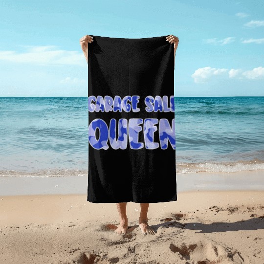 Garage Sale Queen blue camo Beach Towels