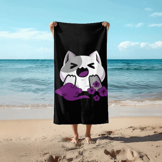 Asexual Subtle Ace Pride Anime And Cat Japanese Beach Towels
