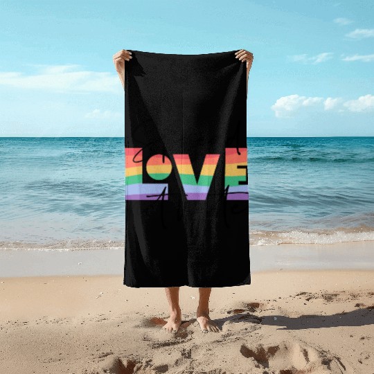 spread love not hate; gay pride; gay; pride month; Beach Towels